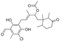 3-[(E)-4-アセトキシ-5-(1,2,6-トリメチル-3-オキソシクロヘキシル)-3-メチル-2-ペンテニル]-5-クロロ-2,4-ジヒドロキシ-6-メチルベンズアルデヒド 化学構造式