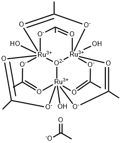 六-[-(乙酸离子-O:O')]-三水-3-氧代三钌(Ⅲ) 结构式