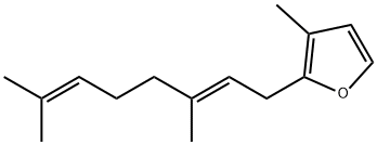 (6E)-2,6-ジメチル-8-(3-メチル-2-フリル)-2,6-オクタジエン 化学構造式