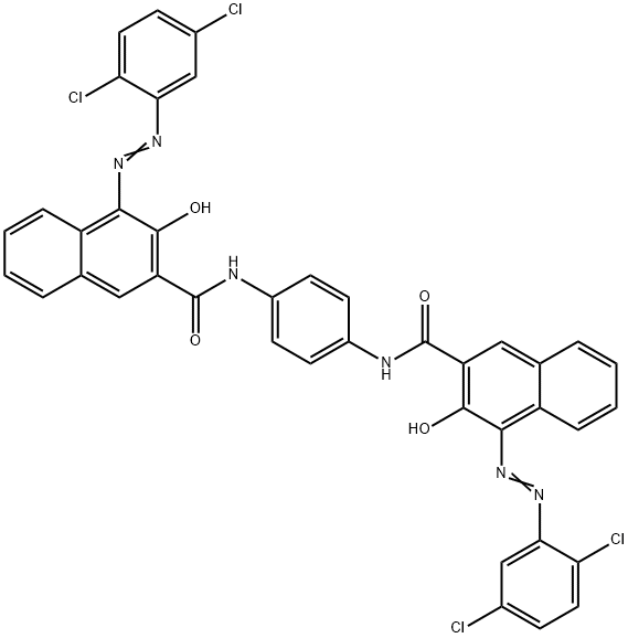 N,N'-(1,4-フェニレン)ビス[4-[(2,5-ジクロロフェニル)アゾ]-3-ヒドロキシ-2-ナフタレンカルボアミド] 化学構造式