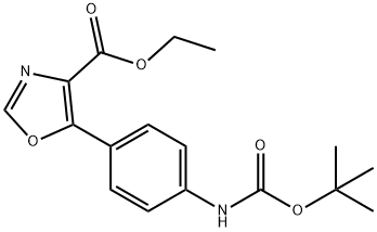 5-[(4'-N-BOC-アミノ)フェニル]-1,3-オキサゾール-4-カルボン酸エチル 化学構造式
