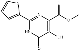 5,6-二羟基-2-噻吩-2-基-嘧啶-4-甲酸甲酯, 391680-92-5, 结构式