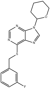 6-[(3-fluorophenyl)methylsulfanyl]-9-(oxan-2-yl)purine Struktur