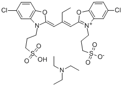 5-氯-2-[2-[[5-氯-3-(3-磺丙基)-2(3H)-苯并恶唑亚基]甲基]-1-丁烯]-3-(3-磺丙基)-苯并恶唑内翁盐三乙胺盐(1:1) 结构式