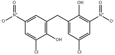 2-クロロ-6-[(5-クロロ-2-ヒドロキシ-3-ニトロフェニル)メチル]-4-ニトロフェノール 化学構造式