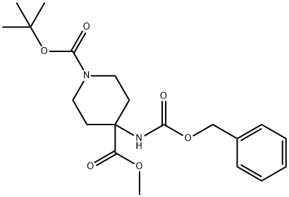 1-BOC-4-(CBZ-アミノ)ピペリジン-4-カルボン酸メチル 化学構造式