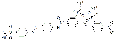 trisodium 2-[2-(4-nitro-2-sulphonatophenyl)vinyl]-5-[[4-[(4-sulphonatophenyl)azo]phenyl]-NNO-azoxy]benzenesulphonate Structure