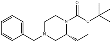 TERT-BUTYL-2(R)-ETHYL-4-BENZYL-1-PIPERAZINE CARBOXYLATE Struktur