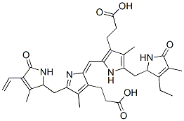 3-[2-[(E)-[3-(2-carboxyethyl)-5-[(4-ethenyl-3-methyl-5-oxo-1,2-dihydropyrrol-2-yl)methyl]-4-methylpyrrol-2-ylidene]methyl]-5-[(3-ethyl-4-methyl-5-oxo-1,2-dihydropyrrol-2-yl)methyl]-4-methyl-1H-pyrrol-3-yl]propanoic acid Struktur