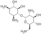 (2R,3S,4R,5R,6R)-5-アミノ-2-(アミノメチル)-6-[[(1R,2R,3S,4R,6S)-4,6-ジアミノ-2,3-ジヒドロキシシクロヘキシル]オキシ]テトラヒドロ-2H-ピラン-3,4-ジオール 化学構造式