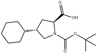 (2S,4S)-BOC-4-CYCLOHEXYL-PYRROLIDINE-2-CARBOXYLIC ACID Structure