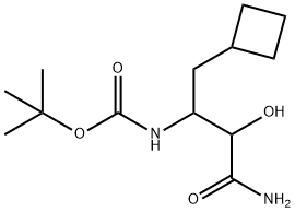 (2-CARBAMOYL-1-CYCLOBUTYLMETHYL-2-HYDROXY-ETHYL)-CARBAMIC ACID TERT-BUTYL ESTER Structure