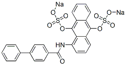 N-[9,10-ビス(ソジオスルホオキシ)アントラセン-1-イル]-1,1'-ビフェニル-4-カルボアミド 化学構造式