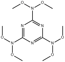 N,N,N′,N′,N′′,N′′-ヘキサメトキシ-1,3,5-トリアジン-2,4,6-トリアミン 化学構造式
