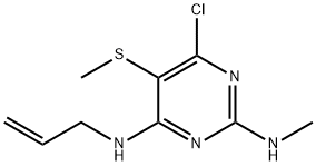 N~4~-allyl-6-chloro-N~2~-methyl-5-(methylsulfanyl)-2,4-pyrimidinediamine 化学構造式