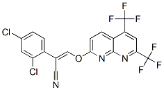 Benzeneacetonitrile, alpha-[[[5,7-bis(trifluoromethyl)-1,8-naphthyridin-2-yl]oxy]methylene]-2,4-dichloro- (9CI) Structure