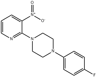 1-(4-fluorophenyl)-4-(3-nitro-2-pyridinyl)piperazine 化学構造式