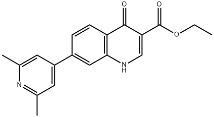 7-(2,6-ジメチル-4-ピリジニル)-1,4-ジヒドロ-4-オキソ-3-キノリンカルボン酸エチル 化学構造式