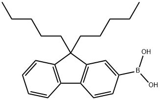 9,9-Di-n-pentylfluorene-2-boronic acid, 97% 化学構造式