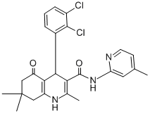 4-(2,3-dichlorophenyl)-2,7,7-trimethyl-N-(4-methyl-2-pyridinyl)-5-oxo-1,4,5,6,7,8-hexahydro-3-quinolinecarboxamide Struktur