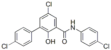 N-(4-クロロフェニル)-5-クロロ-3-(4-クロロフェニル)-2-ヒドロキシベンゼンカルボアミド 化学構造式