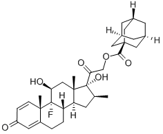 9-フルオロ-11β,17-ジヒドロキシ-16β-メチル-21-[トリシクロ[3.3.1.13,7]デカン-1-イルカルボニルオキシ]プレグナ-1,4-ジエン-3,20-ジオン 化学構造式
