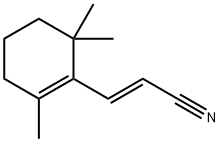 (E)-3-(2,6,6-トリメチル-1-シクロヘキセン-1-イル)プロペンニトリル 化学構造式
