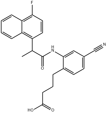 4-氰基-2-[[2-(4-氟-1-萘基)-1-氧代丙基]氨基]苯基丁酸 结构式