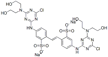 disodium 4,4'-bis[[4-[bis(2-hydroxyethyl)amino]-6-chloro-1,3,5-triazin-2-yl]amino]stilbene-2,2'-disulphonate Structure