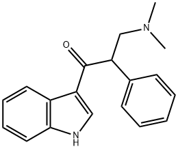 3-(Dimethylamino)-1-(1H-indol-3-yl)-2-phenyl-1-propanone Struktur