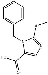1-ベンジル-2-(メチルスルファニル)-1H-イミダゾール-5-カルボン酸 化学構造式