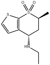 4H-Thieno[2,3-b]thiopyran-4-amine,N-ethyl-5,6-dihydro-6-methyl-, 7,7-dioxide, (4S,6S) Structure