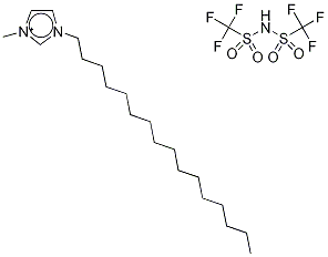 1‐ヘキサデシル‐3‐メチルイミダゾリウムビス(トリフルオロメチルスルホニル)イミド 化学構造式