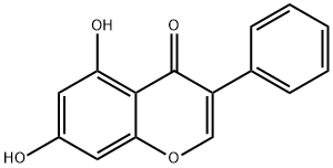 5,7-ジヒドロキシ-3-フェニル-4H-1-ベンゾピラン-4-オン 化学構造式