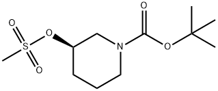 (R)-1-N-BOC-3-メタンスルホニルオキシピペリジン 化学構造式
