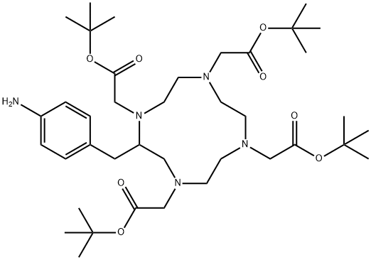1,4,7,10-Tetraazacyclododecane-1,4,7,10-tetraacetic acid, 2-[(4-aMinophenyl)Methyl]-, tetrakis(1,1-diMethylethyl) ester 结构式