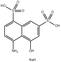 sodium hydrogen 4-amino-5-hydroxynaphthalene-1,7-disulphonate Structure
