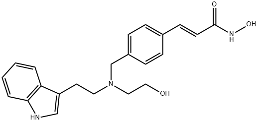 2-Propenamide, N-hydroxy-3-[4-[[(2-hydroxyethyl)[2-(1H-indol-3-yl)ethyl]amino]methyl]phenyl]-, (2E)- Structure