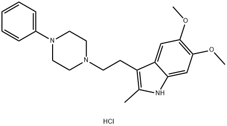 5,6-dimethoxy-2-methyl-3-[2-(4-phenyl-1-piperazinyl)ethyl]-1H-indole hydrochloride 结构式