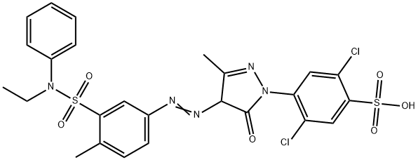 2,5-ジクロロ-4-[[4-[3-(エチルフェニルアミノスルホニル)-4-メチルフェニルアゾ]-4,5-ジヒドロ-3-メチル-5-オキソ-1H-ピラゾール]-1-イル]ベンゼンスルホン酸 化学構造式