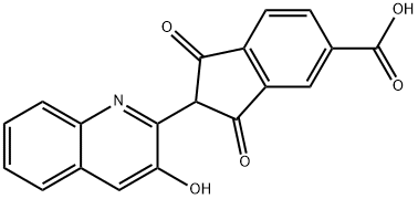 2-(3-ヒドロキシ-2-キノリル)-1,3-ジオキソ-5-インダンカルボン酸 化学構造式