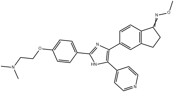 1H-Inden-1-one, 5-[2-[4-[2-(diMethylaMino)ethoxy]phenyl]-5-(4-pyridinyl)-1H-iMidazol-4-yl]-2,3-dihydro-, O-MethyloxiMe,405554-85-0,结构式