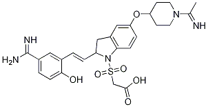 Acetic acid, 2-[[2-[(1E)-2-[5-(aMinoiMinoMethyl)-2-hydroxyphenyl]ethenyl]-2,3-dihydro-5-[[1-(1-iMinoethyl)-4-piperidinyl]oxy]-1H-indol-1-yl]sulfonyl]- Struktur