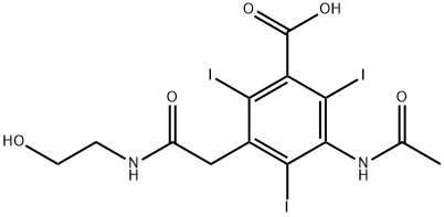 3-(Acetylamino)-5-[2-[(2-hydroxyethyl)amino]-2-oxoethyl]-2,4,6-triiodobenzoic acid Struktur