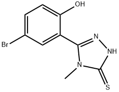 5-(5-ブロモ-2-ヒドロキシフェニル)-4-メチル-2,4-ジヒドロ-3H-1,2,4-トリアゾール-3-チオン 化学構造式