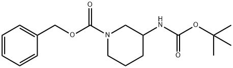 3-(TERT-ブチルトキシカルボニルアミノ)ピペリジン-1-カルボン酸ベンジル 化学構造式