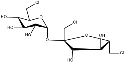 1,6-ジクロロ-1,6-ジデオキシ-β-D-フルクトフラノシルα-D-グルコピラノシド 化学構造式