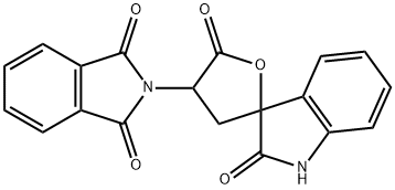 4-(1,3-ジヒドロ-1,3-ジオキソ-2H-イソインドール-2-イル)-3,4-ジヒドロスピロ[フラン-2(5H),3'-[3H]インドール]-2',5(1'H)-ジオン 化学構造式