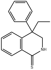 4-エチル-3,4-ジヒドロ-4-フェニル-1(2H)-イソキノリンチオン 化学構造式