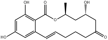 (3S,5S,11E)-3,4,5,6,9,10-Hexahydro-5,14,16-trihydroxy-3-methyl-1H-2-benzoxacyclotetradecin-1,7(8H)-dione 结构式
